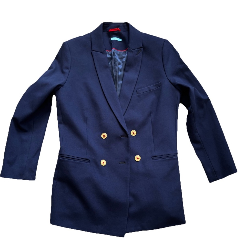 J. McLAUGHLIN Navy Jacket W/ Gold Buttons Career Sophisticated Modern Chic 8